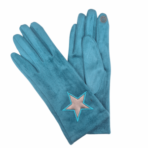 Metallic Star Gloves - Teal